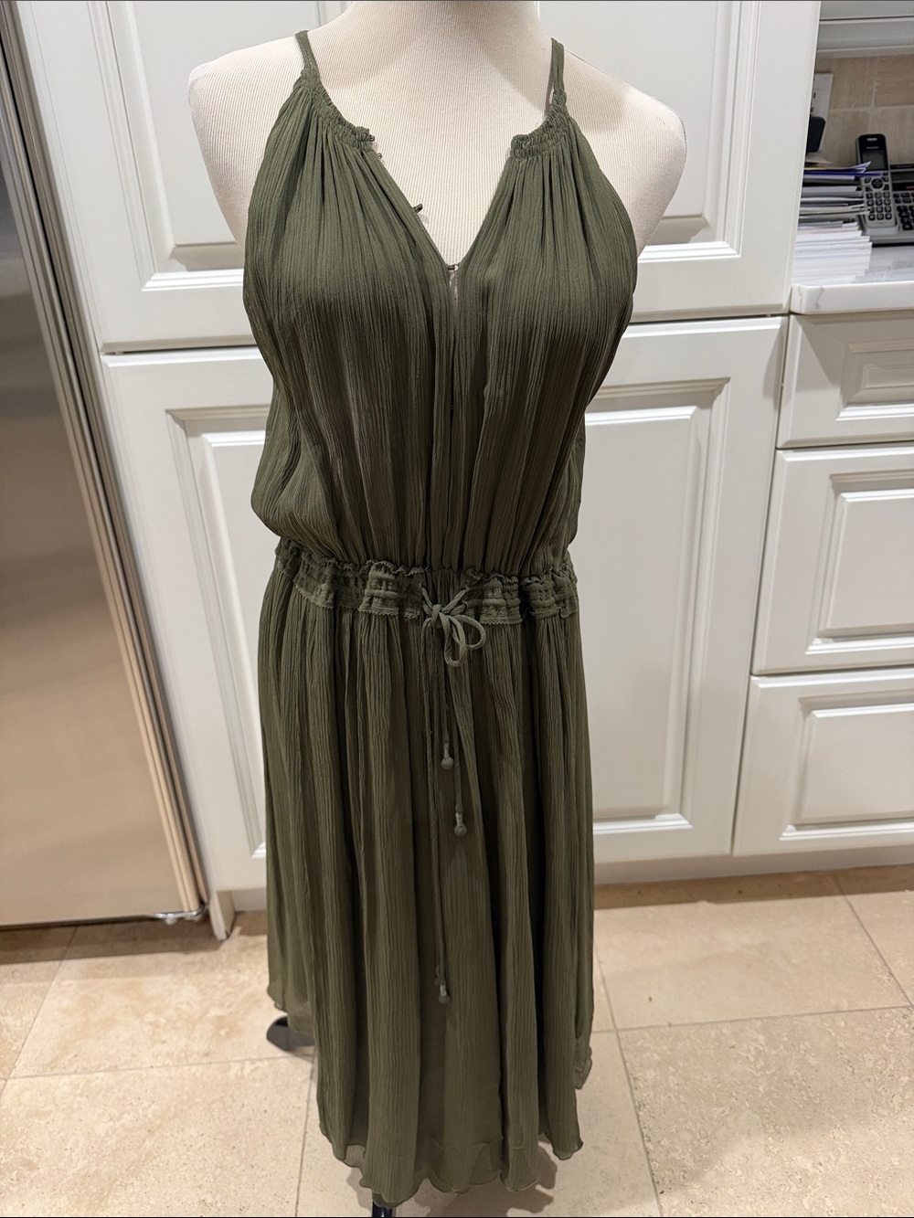 A Piece Apart Sage Green silk Dress. 0